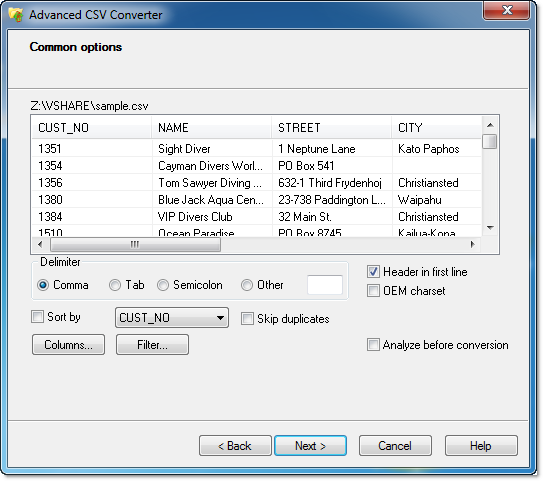 csv converter, csv to xls, csv to xlsx, csv to xml, csv to dbf, csv to excel, csv to html, csv to sql