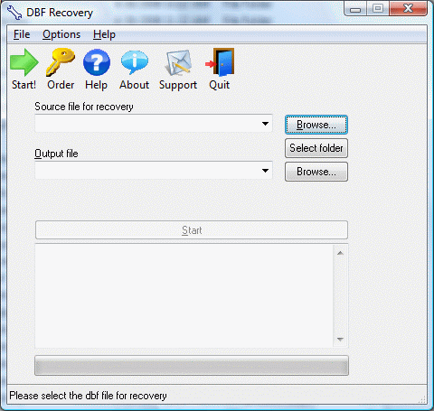 Screenshot of DBF Recovery