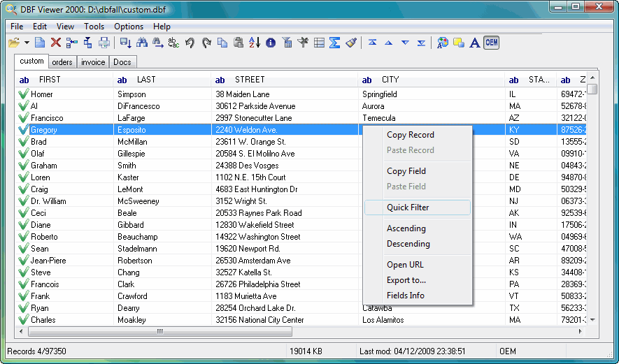 DBF Viewer 2000 - Powerful viewer and editor for DBF files