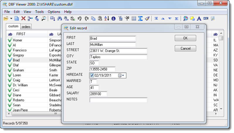 DBF File Viewer and Editor