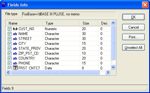 DBF File structure