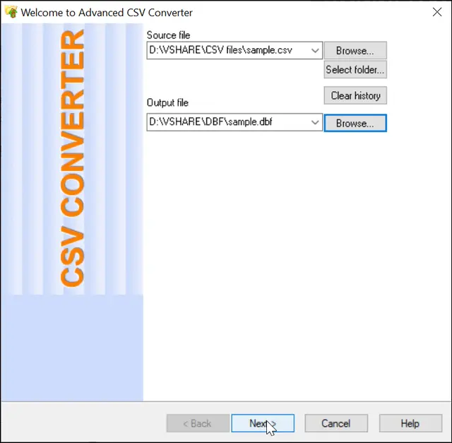 main window of advanced csv converter