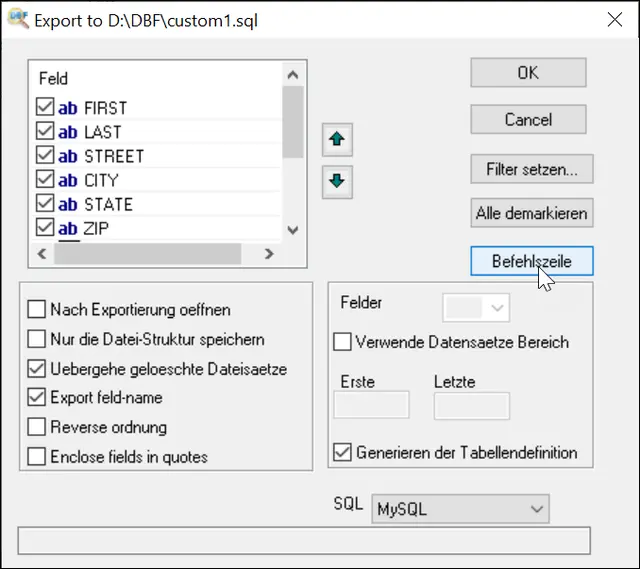 Export DBF to XLS, XLSX,CSV, SQL, XML and other formats