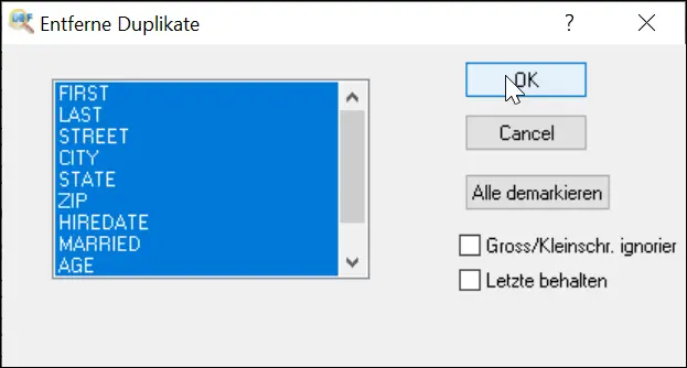 Duplikate löschen