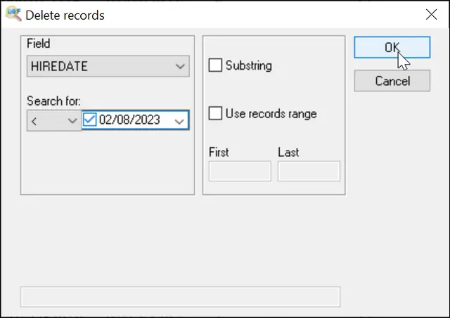 Delete records Delete records in DBF File