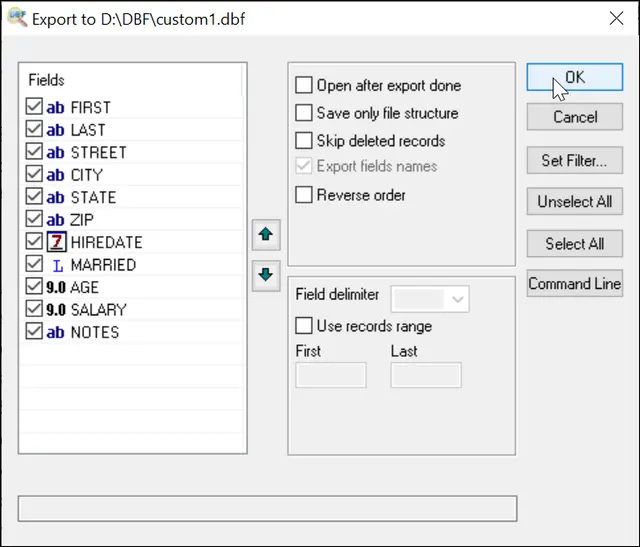 Select fields