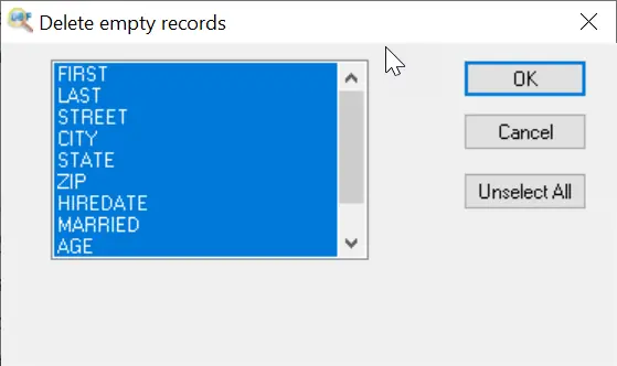 Select fields with empty values