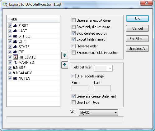 Screenshots of DBF Viewer 2000, dbf file viewer and editor